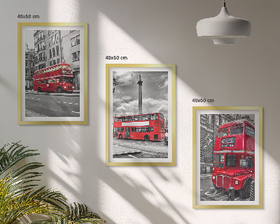 Set 3 slik v okvirju Rdeči avtobusi London