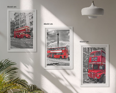 Set 3 slik v okvirju Rdeči avtobusi London