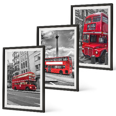 Set 3 slik v okvirju Rdeči avtobusi London