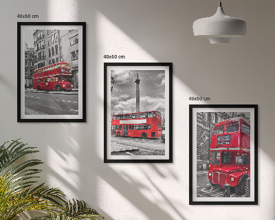 Set 3 slik v okvirju Rdeči avtobusi London
