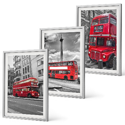 Set 3 slik v okvirju Rdeči avtobusi London