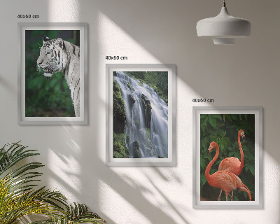 Večdelna slika v okvirju Tiger slap flamingi narava