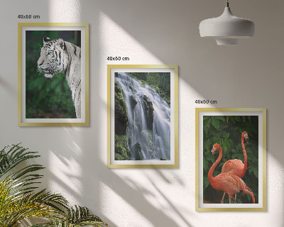 Večdelna slika v okvirju Tiger slap flamingi narava