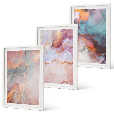 Set 3 slik v okvirju Abstraktni pastelni vzorci