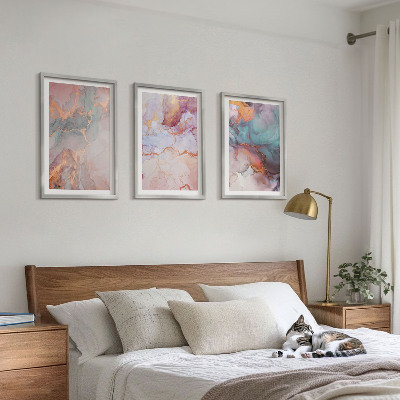 Set 3 slik v okvirju Abstraktni pastelni vzorci