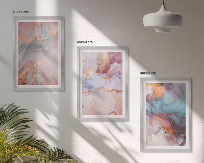 Set 3 slik v okvirju Abstraktni pastelni vzorci