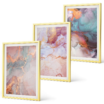 Set 3 slik v okvirju Abstraktni pastelni vzorci