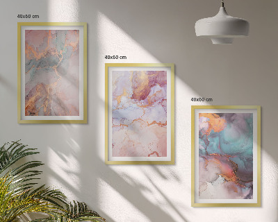 Set 3 slik v okvirju Abstraktni pastelni vzorci
