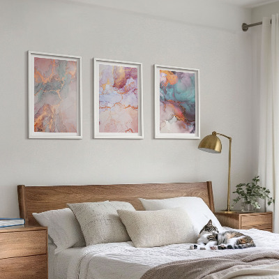 Set 3 slik v okvirju Abstraktni pastelni vzorci