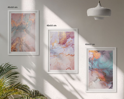 Set 3 slik v okvirju Abstraktni pastelni vzorci
