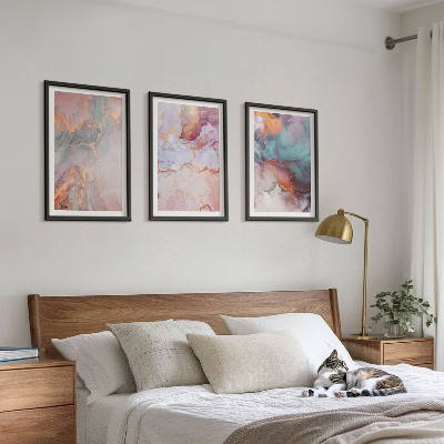 Set 3 slik v okvirju Abstraktni pastelni vzorci