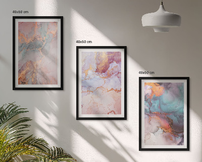 Set 3 slik v okvirju Abstraktni pastelni vzorci