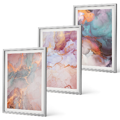 Set 3 slik v okvirju Abstraktni pastelni vzorci