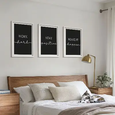 Večdelna slika v okvirju elegantni motivi na črni podlagi