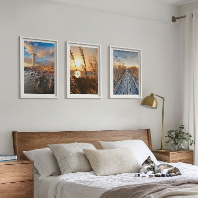 Set 3 slik v okvirju Travnati pomol svetilnika