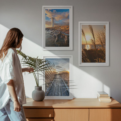 Set 3 slik v okvirju Travnati pomol svetilnika
