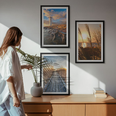 Set 3 slik v okvirju Travnati pomol svetilnika
