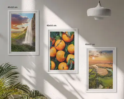 Slap Oranžne gore večdelna slika v okvirju