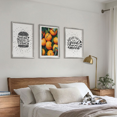 Set 3 slik v okvirju Kuhinja sočnih pomaranč