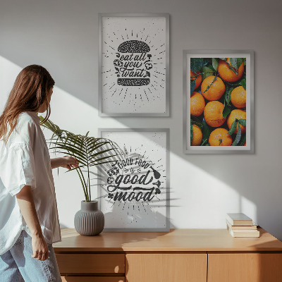 Set 3 slik v okvirju Kuhinja sočnih pomaranč