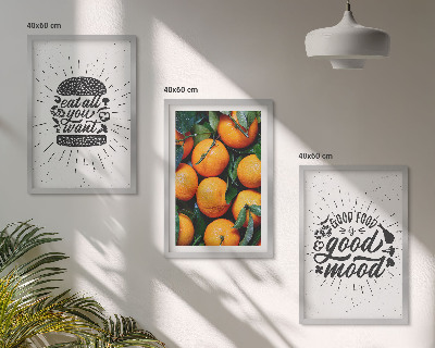 Set 3 slik v okvirju Kuhinja sočnih pomaranč
