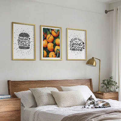 Set 3 slik v okvirju Kuhinja sočnih pomaranč