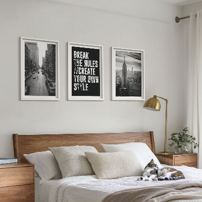 Set 3 slik v okvirju Črno-beli navdih za mestne ulice