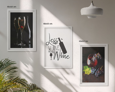 Set 3 slik v okvirju Kozarci vina z grozdjem in napisom