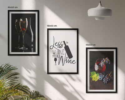 Set 3 slik v okvirju Kozarci vina z grozdjem in napisom
