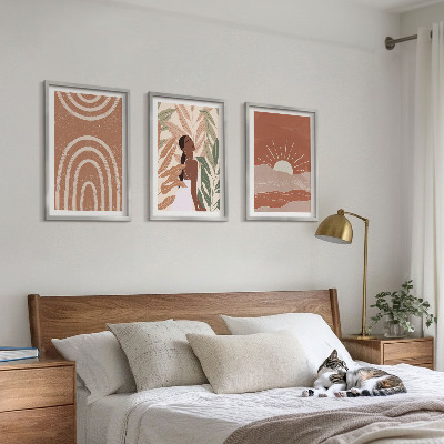 Set 3 slik v okvirju Boho abstraktne oblike
