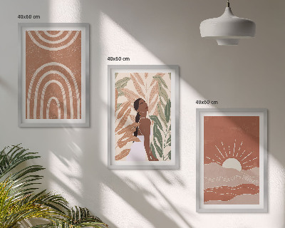 Set 3 slik v okvirju Boho abstraktne oblike
