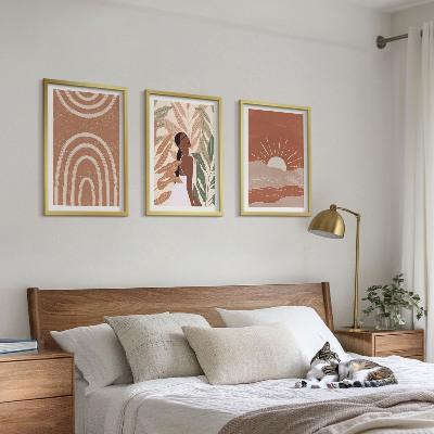 Set 3 slik v okvirju Boho abstraktne oblike
