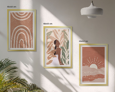 Set 3 slik v okvirju Boho abstraktne oblike