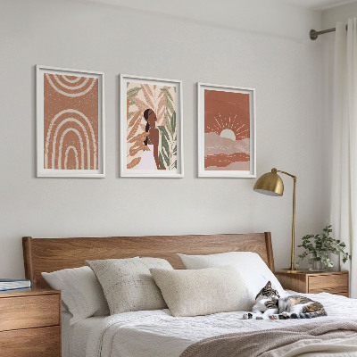 Set 3 slik v okvirju Boho abstraktne oblike