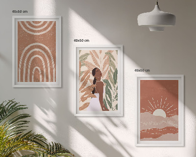 Set 3 slik v okvirju Boho abstraktne oblike