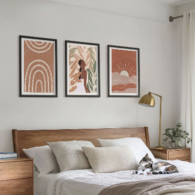 Set 3 slik v okvirju Boho abstraktne oblike