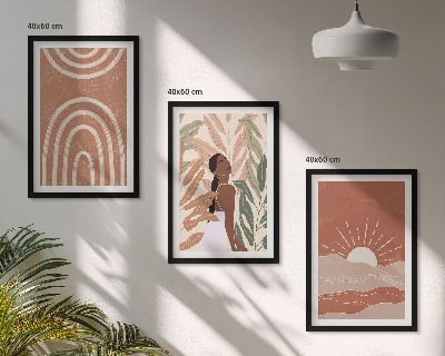 Set 3 slik v okvirju Boho abstraktne oblike
