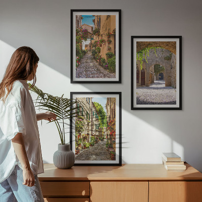 Večdelna slika v okvirju Italijanske ulice, cvetje, arhitektura
