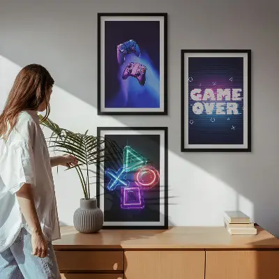 Večdelna slika Igralne ploščice Game Over v okvirju