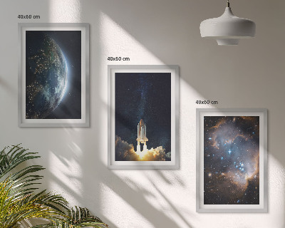 Večdelna slika v okvirju Vesolje Zemlja raketa galaksija