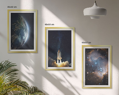 Večdelna slika v okvirju Vesolje Zemlja raketa galaksija