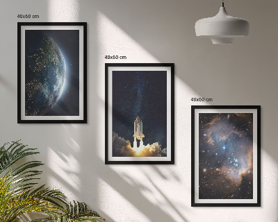 Večdelna slika v okvirju Vesolje Zemlja raketa galaksija