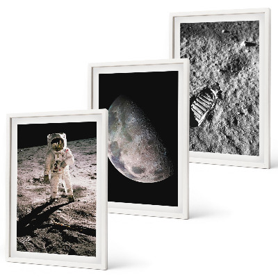 Triptih v okvirju Fotografija astronavta na Luni