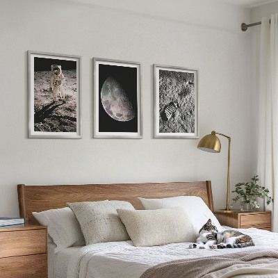 Triptih v okvirju Fotografija astronavta na Luni
