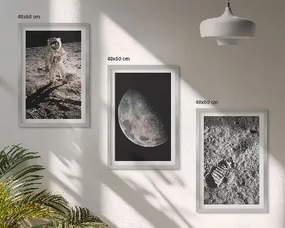 Fotografija astronavta na Luni triptih v okvirju