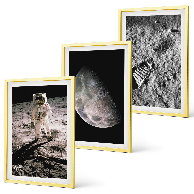 Triptih v okvirju Fotografija astronavta na Luni