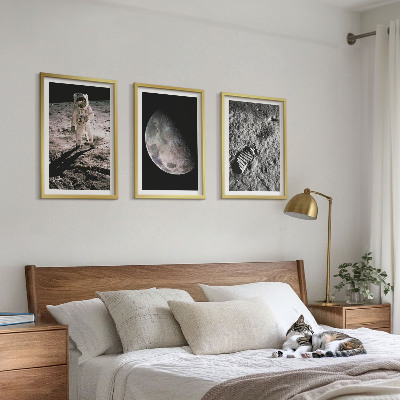Triptih v okvirju Fotografija astronavta na Luni