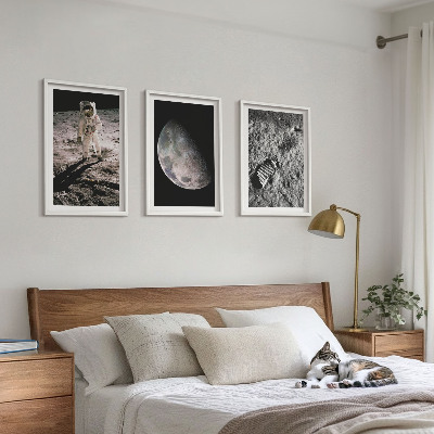 Triptih v okvirju Fotografija astronavta na Luni