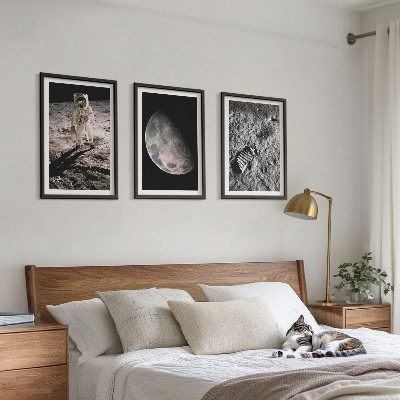 Triptih v okvirju Fotografija astronavta na Luni