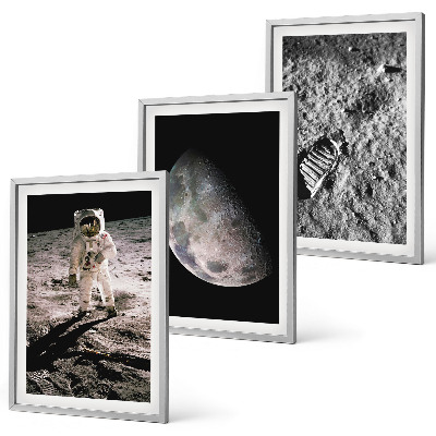 Triptih v okvirju Fotografija astronavta na Luni